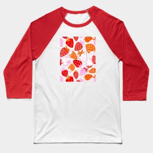 Juicy Summer Strawberries Pattern Baseball T-Shirt